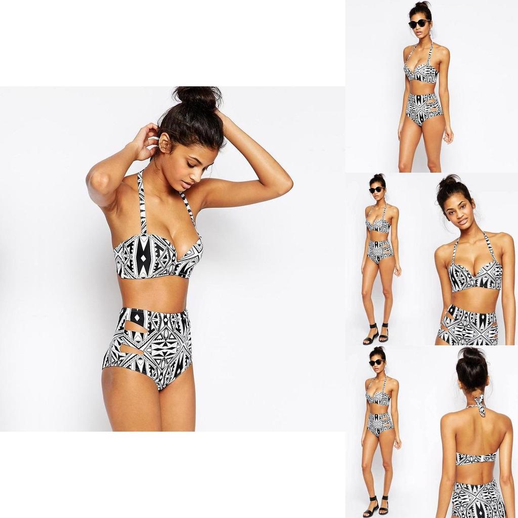 Elegant Retro Polka Dot Women's High Waist Bikini Set Stylish Rose Swimwear