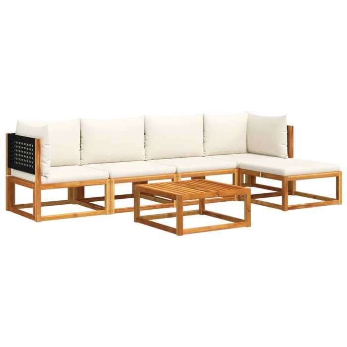 VidaXL 6-Piece Garden Sofa Set with Cushions In Acacia Wood and Rattan 3278873