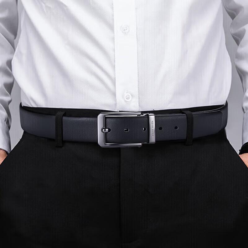 Pierre Cardin Men's Top-Grain Leather Business Pin Buckle Belt
