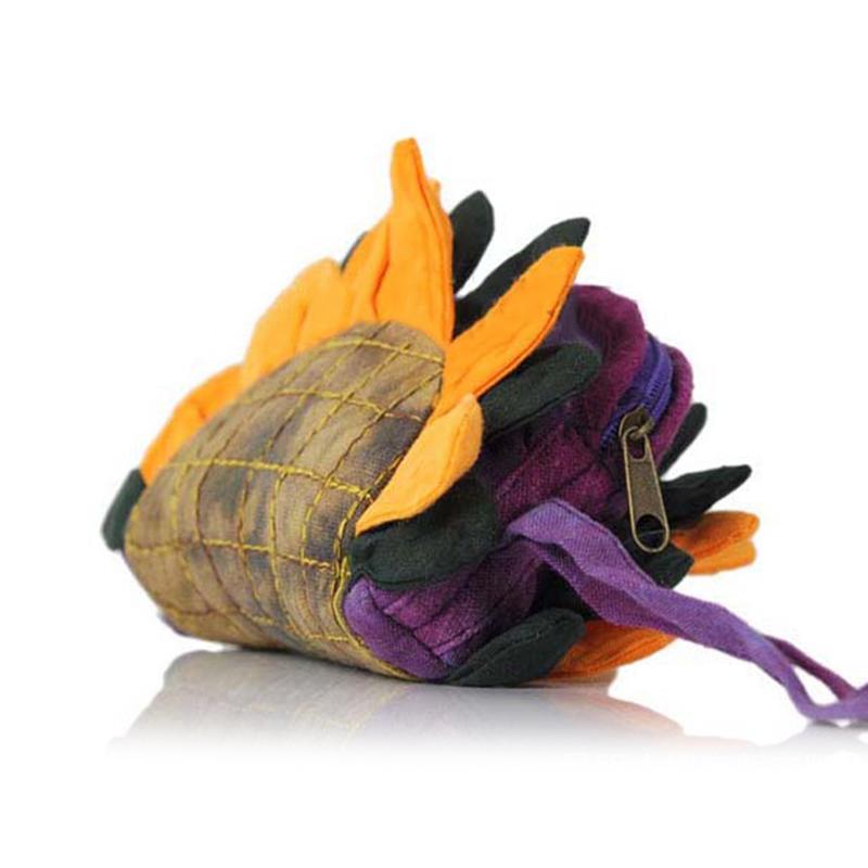 SCIONE Ethnic Style Tie-dyed Fabric Sunflower Coin Purse Love Flower Handbag Mini Coin Storage Bag