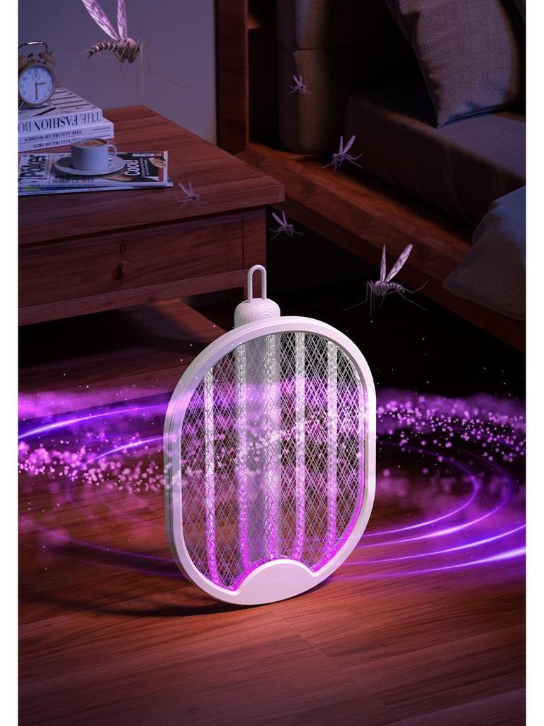 3-in-1 Folding Electric Mosquito Swatter & Lamp: Rechargeable, Multifunctional, Automatic Luring, Hangable Mosquito Killer.