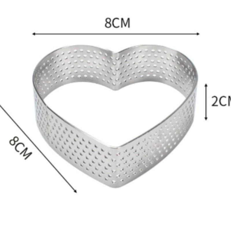 1pc Heart Porous Tart Ring DIY Perforated Cake Mousse Mold Baking Tools Fruit Pie Tartlet Doughnut Mold for Pastry Accessories
