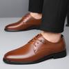 Skórzane buty męskie, biznesowe, sznurowane, do pracy, eleganckie, skórzane, oddychające, w stylu brytyjskim
