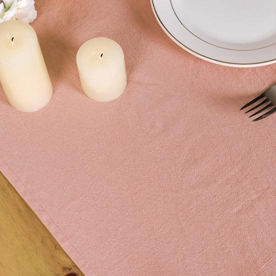 Solid Cotton Table Runner with Ruffled Edges Vintage Farmhouse Decor for Dining Coffee Table Country-Style Wrinkle Fabric Placemat Elegant Home Accent