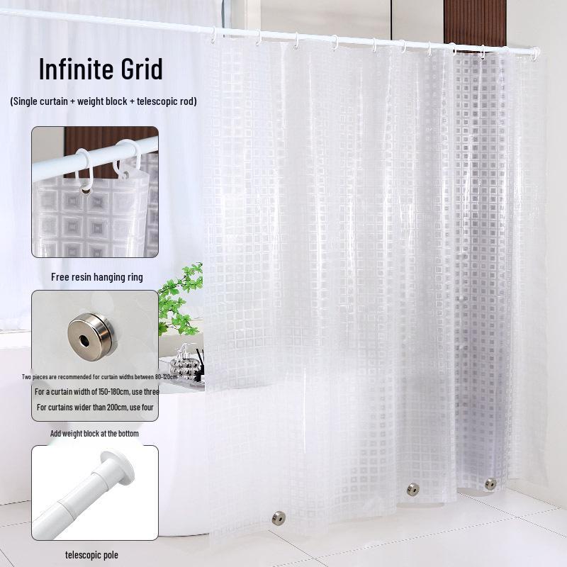 High-Transparency Waterproof EVA Shower Curtain, Mildew-Proof, Antibacterial, Splash-Resistant