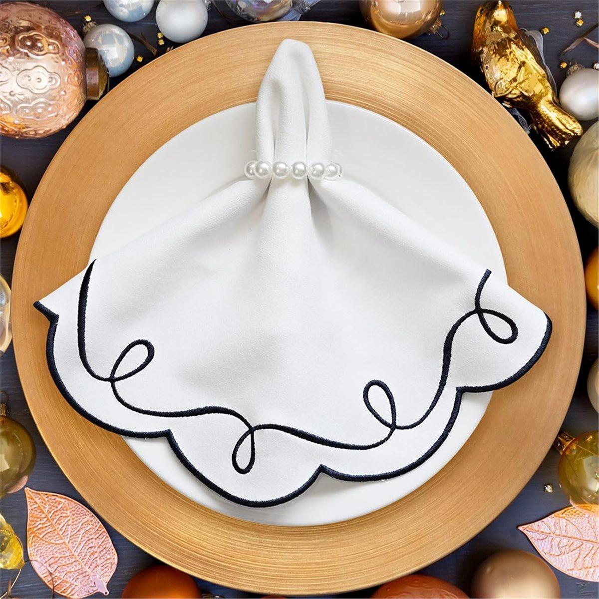 

2026 New 4pcs 15 Inch Ribbon Twirl Embroidery Round Placemats Perfect for Party and Kitchen Dining Decor China Mainland