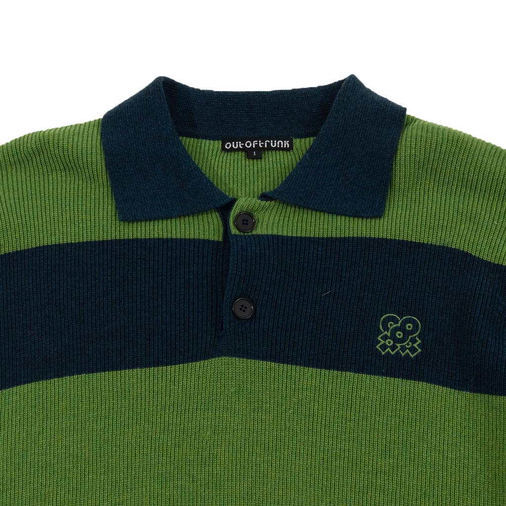 OUT OF TRUNK Stripe Collar Knit Green (Men)