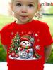 Kids Clothes Cute Animals Printing Christmas T-Shirt Festive Short Sleeve Boys Girls Clothes 2-14Y Christmas Gift Child Top Tee