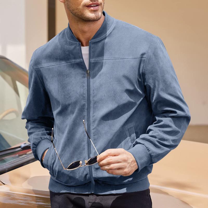 

Men s Casual Suede Plush Lightweight Hoodie Jacket - Autumn Winter Versatile Outerwear Extra Large светло-синий