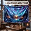 Naturbibliothek Reise-Thema Überwurfdecke Personalisierte Decke mit Name und Text Weiche Gemütliche Decke für Zuhause Sofa Bett