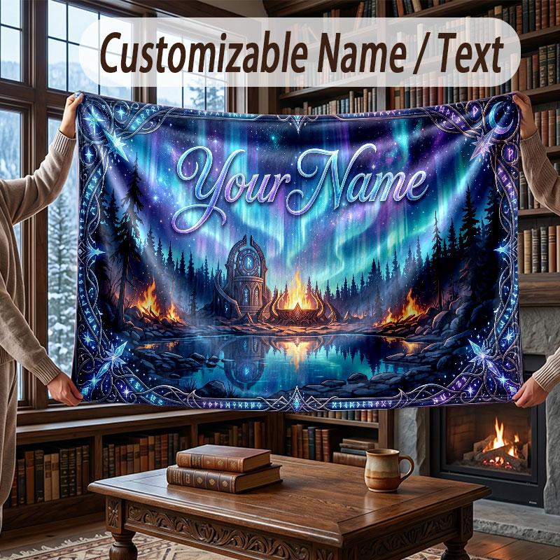 Naturbibliothek Reise-Thema Überwurfdecke Personalisierte Decke mit Name und Text Weiche Gemütliche Decke für Zuhause Sofa Bett