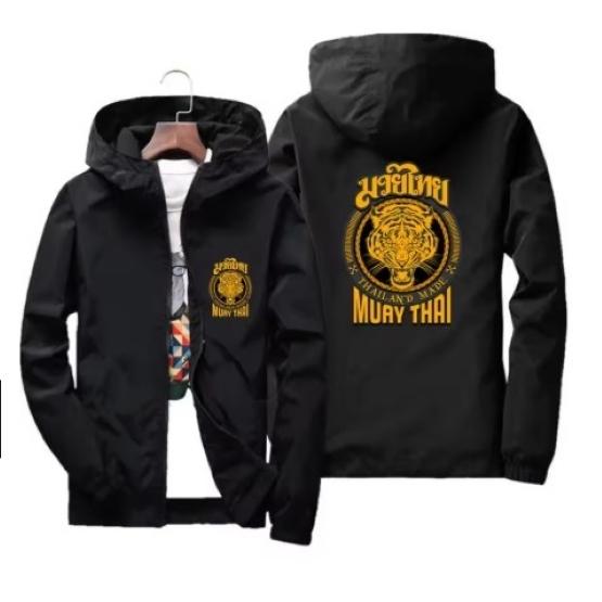 Boxing Kickboxing Tiger Muay Thai MMA UFC Jacket Hood Sweatshirt Long Sleeve Unisex Men Women Zip Polyester Workout Print Training