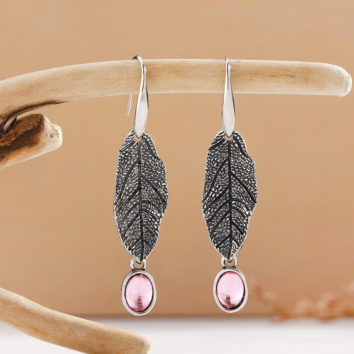 Retro Ethnic Water Drop Floral Pattern Earrings for Women
