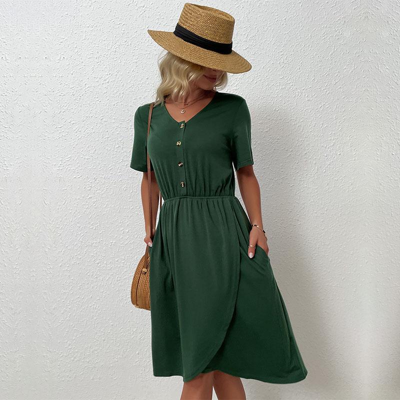 Summer new European and American women s clothing casual summer short-sleeved irregular dress S