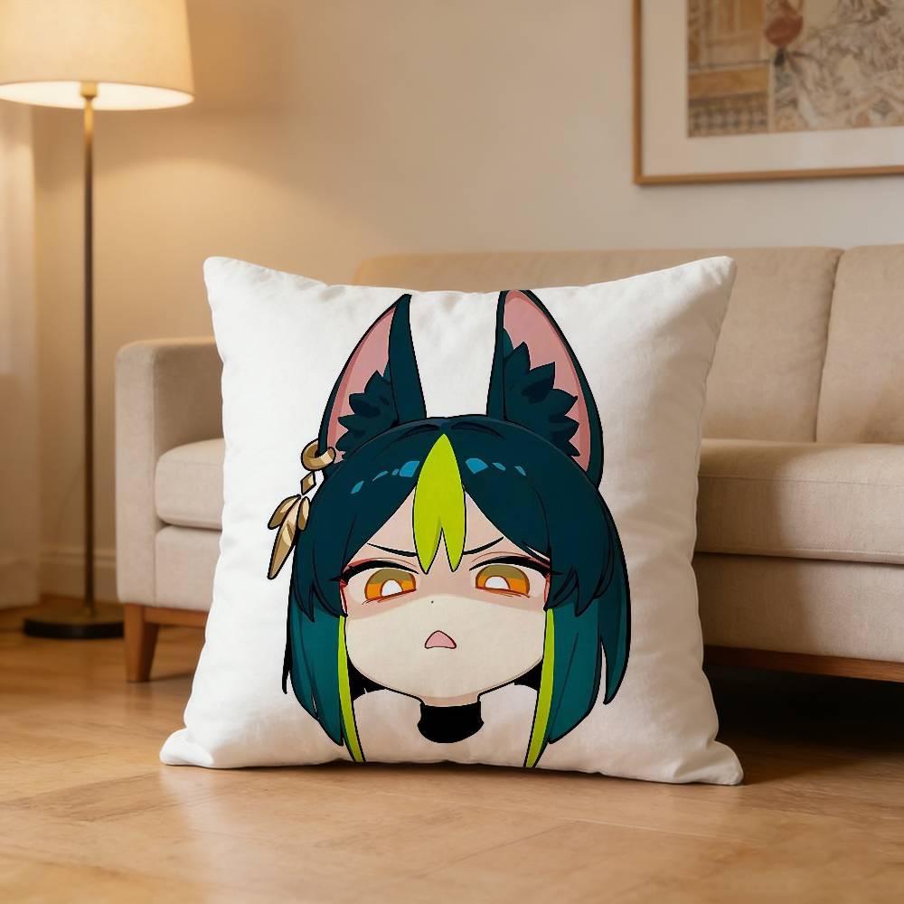 T-Tighnari G-Genshin Impact Pillow Case Pattern Printed Pillowcase For Living Room Sofa Cushion Cover