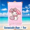 Beach Towel Custom Name Text, Quick Dry Large Towel For Beach HomeMy Melody