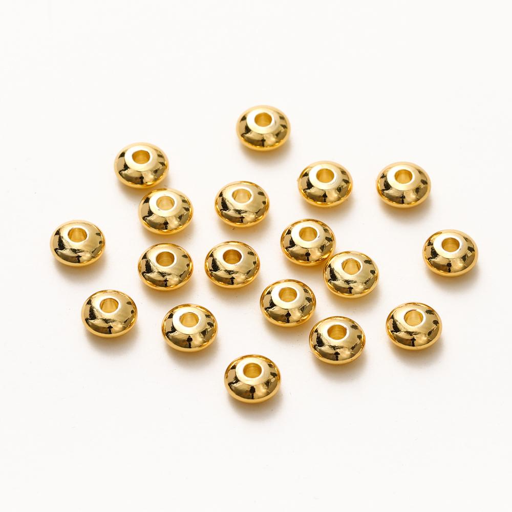 20/30/50pcs 14K 18K Gold Plated Copper Metal 4 5 6mm Spacer Beads For Jewelry Making Handmade DIY Bracelets Beads Accessories