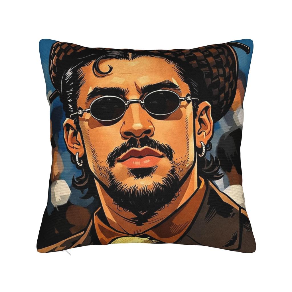 Singer Bad Bunny Pillowcase Doublesided Printing Polyester Cushion Cover Decorative Throw Pillow Case Cover Home