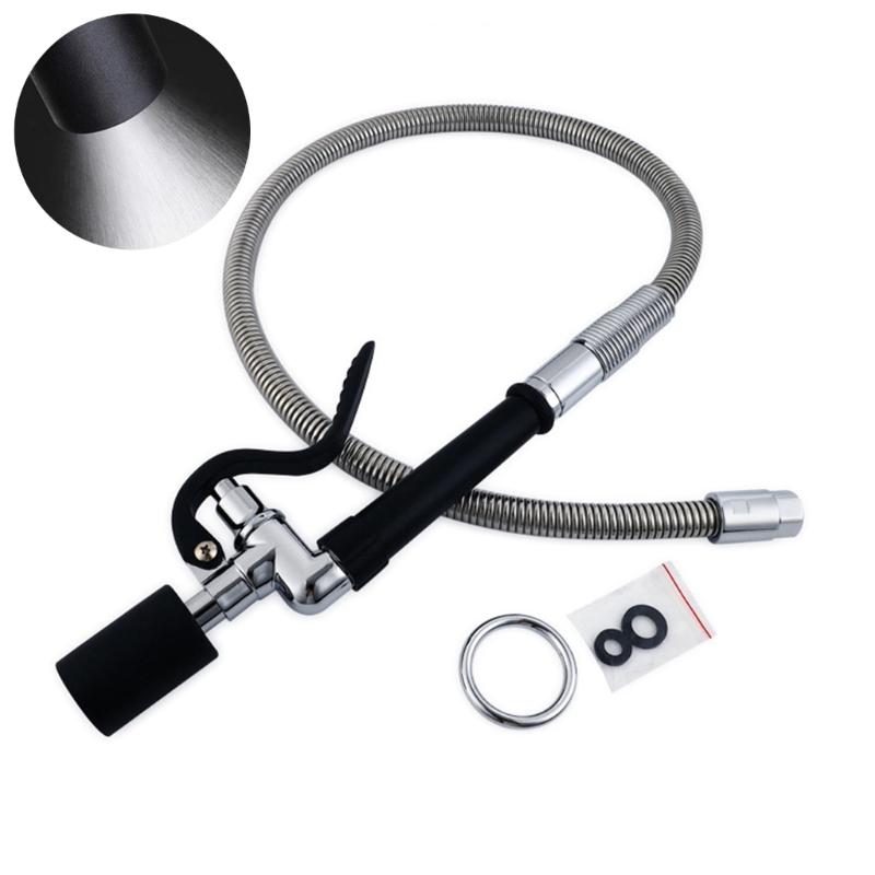 Industrial Restaurant Sink Faucets set 45" Flexible Hoses Black Sprayers set Pre-Rinses Hoses with Spray Valves for Sink