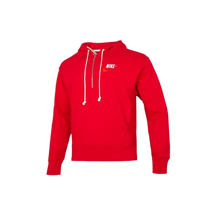 Men s Nike Embroidered Logo Half Zipper Hooded Knit Pullover Red DM5280-657 M
