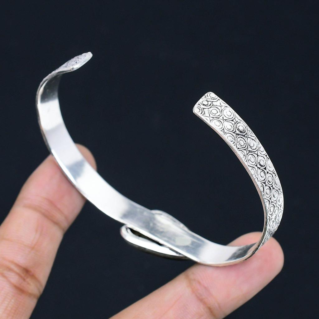 Womens day Deal Trillion Bronzite Gemstone Wife Handcrafted Bangle 925 Silver