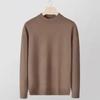 Men's Winter Thick Velvet Pullovers Soft and Warm One-piece Velvet Semi High Neck Slim Fit Solid Color Knitted Base Chic Sweater