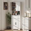 172 Cm Tall Kitchen Pantry Cupboard W/ Small Open Counter, Freestanding Kitchen Cabinet W/ 2 Adjustable Shelves, White