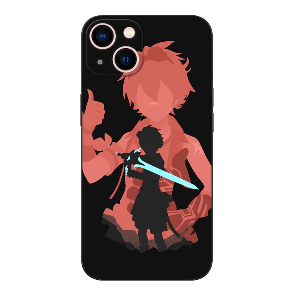 Schwarze TPU-Hülle für Samsung Galaxy S6 s7 s8 s9 plus Rückseite Genshin Impact Anime