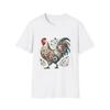 Floral Rooster Unisex Softstyle T-Shirt, Vintage T-Shirt, Casual Tee, Farmhouse