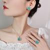Accessories Earrings Necklace Ring Set Colorful Treasure Paraiba Square Design Fashion Sense Retro Women'S