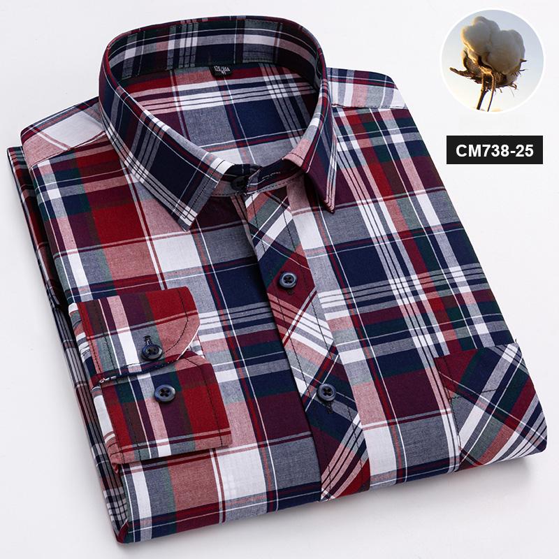 Neu im Hemd 100% Baumwolle Langarmhemden für Herren dünn slim fit formell einfarbiges Hemd karierte Designer-Oberteile Büro elegante Kleidung