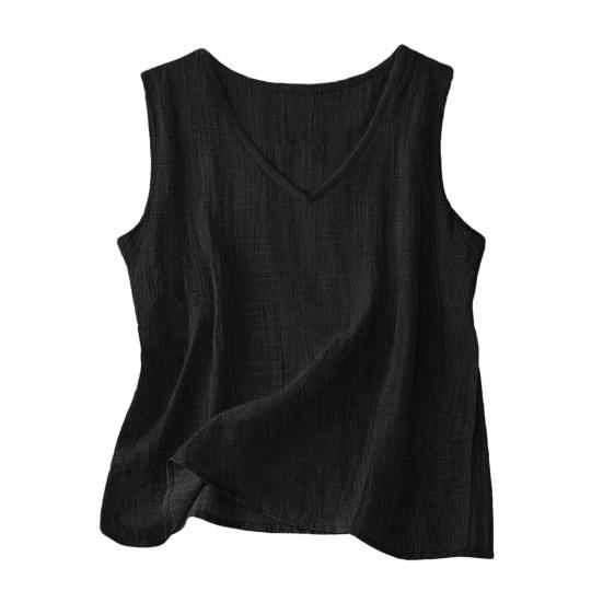 

Women Tops V Neck Sleeveless Loose Fit Vest Summer Shirt Casual Tank Tops Lightweight Breathable Daily Wear L чорний