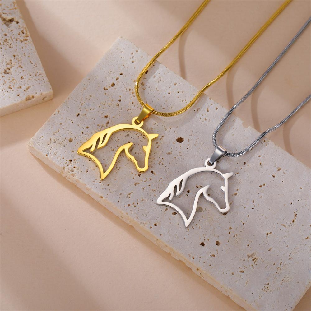 My Shape Horse Earrings Women Stainless Steel Animal Horse Head Shape Pendants Chain Jewelry for Horse Lover Gifts Wholesale