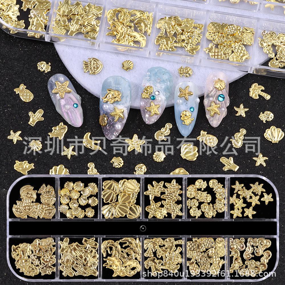 Beach Style Alloy Metal Rivet Nail Art Stickers