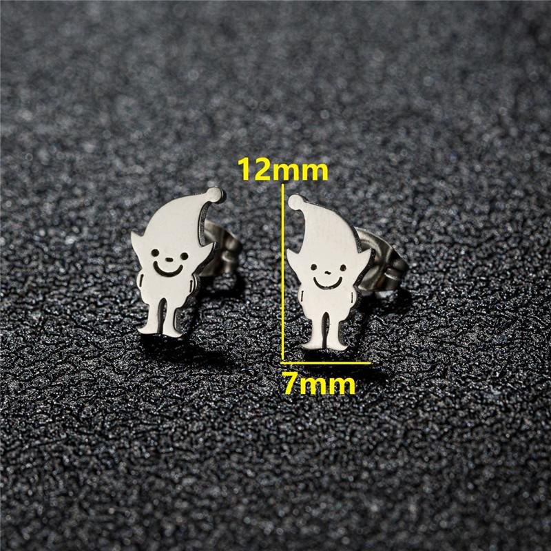 Tiny Star Moon Fashion Stud Earrings for Women Fashion Music Cross Leaf Cup Earings Stainless Steel Jewelry Pendientes Gift