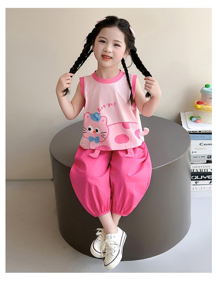 Girls' Summer Set 2026 New Children's Summer Dress Sleeveless Tank Top Two Piece Set Baby Fashionable Summer Thin Clothes