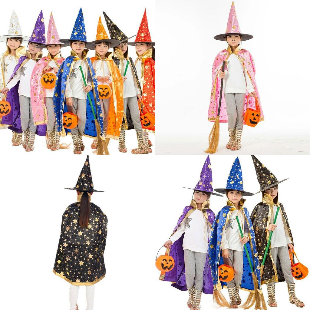 Hooded Princess Children Cloak Witch Robe Cape Floorlength Halloween Costume