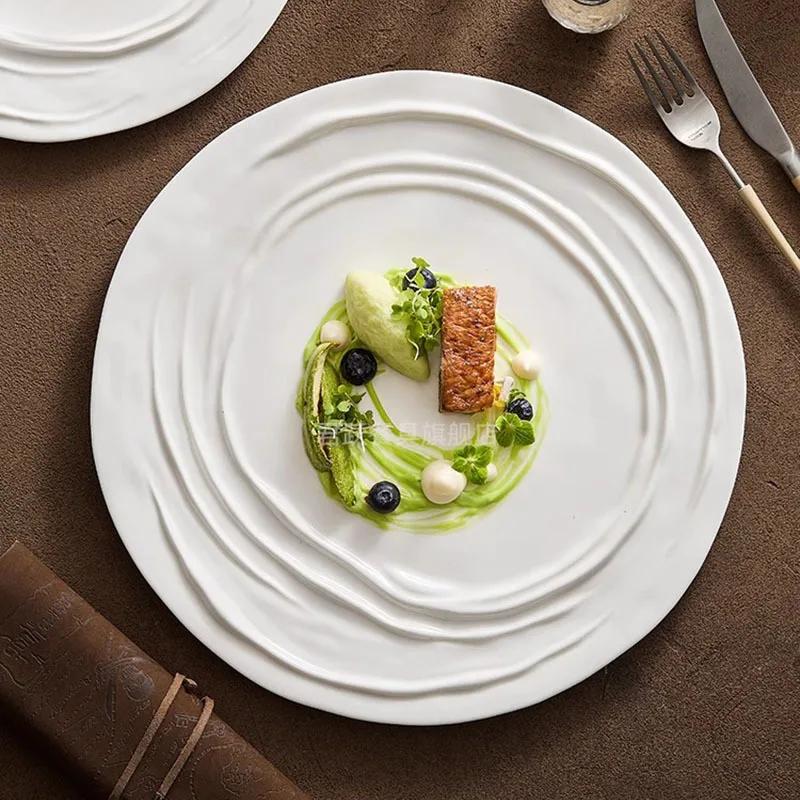 Kreativní nepravidelná textura keramický plochý talíř steakový talíř talíř na těstoviny dezertní talíř speciální nádobí pro molekulární kuchyni