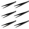 Aoje-Link ESD-13 Professional Anti-Static Technology Tweezers, Non-magnetic Flat and Round, Stainless Steel Plastic Coated, Full Length 120mm, Black,