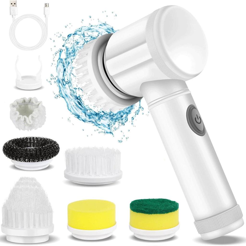 Gray Electric Cleaning Brush for Kitchen, Bathroom, and Shoe Cleaning