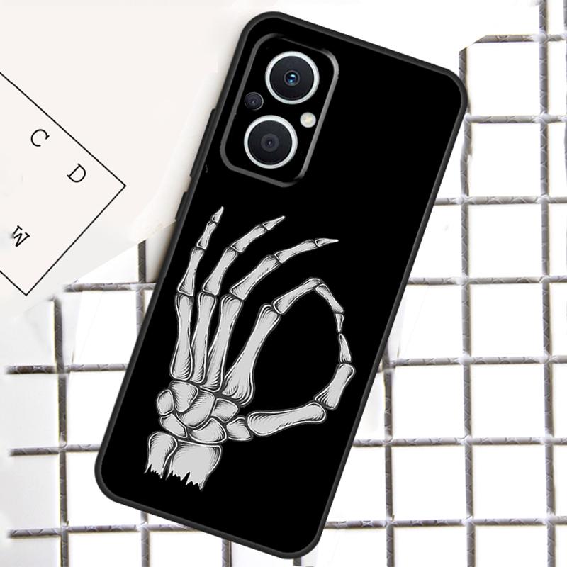 Skeleton Middle Finger Phone Case For OPPO Reno 12F 12 13 11 14 F 10 Pro 8T 7 8 Lite OPPO Find X8 X6 X5 Pro Cover