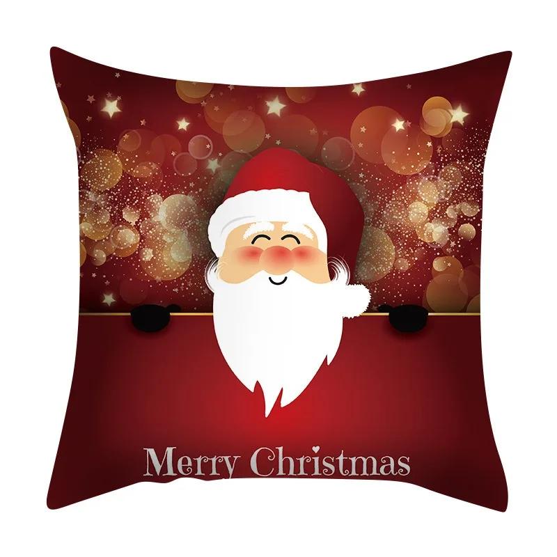 Christmas Set Luxury Home Decor Santa Claus Pattern Fashion Pillow Office Seat Cushion Cover