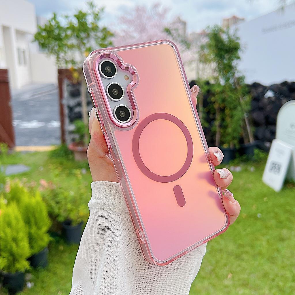Fashion Laser Gradient Shockproof Magnetic Case For Samsung S25 S24 S23 Ultra Plus S25 Edge A56 A36 A26 A16 Magsafe Cover Coque