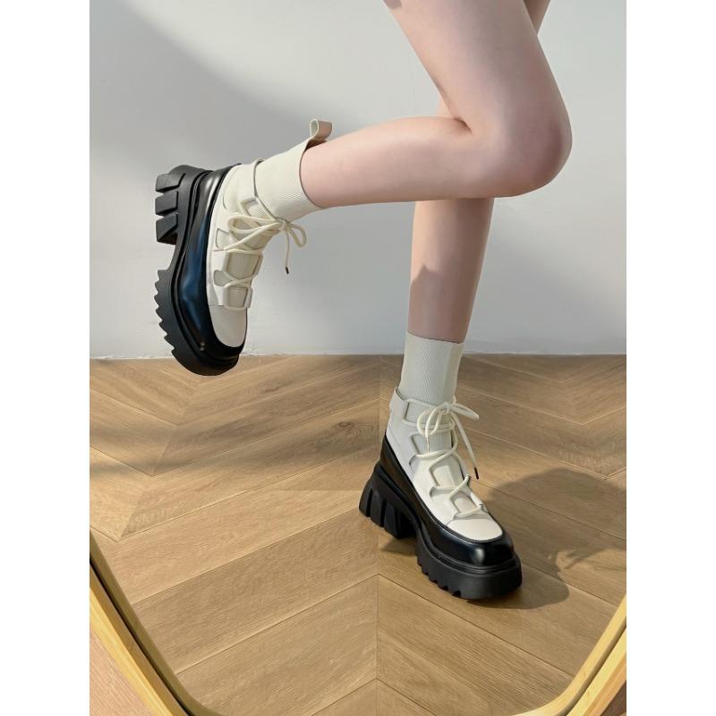 

thick-soled Martin boots women s new spring and autumn trendy cool thin short boots versatile thick heel net boots 35