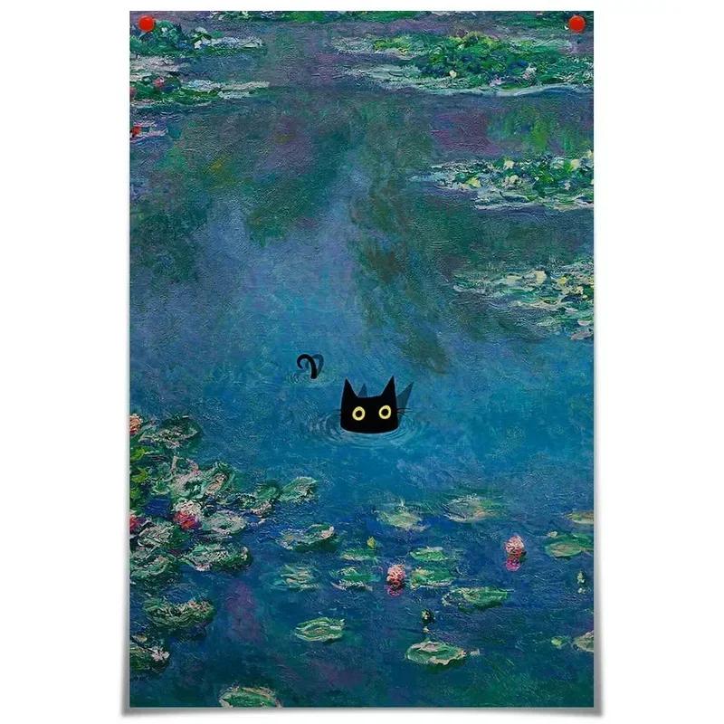 Retro Metall Blechschild Mehr Espresso Weniger Depresso Poster Trinkposter Kaffee Liebhaber Geschenk Lustige Schwarze Katze Wandkunst