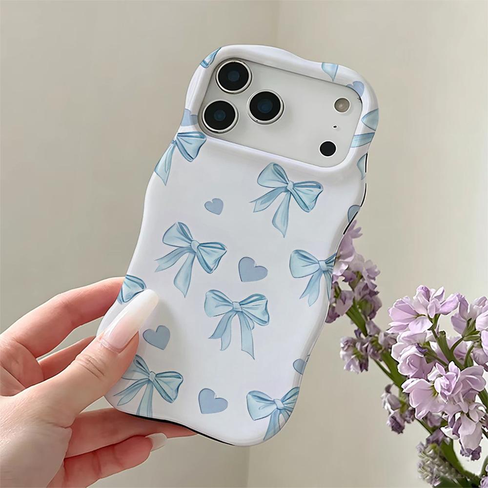Nordic Station Simple Purple Bow Love Suitable for Apple 17pm Big Wave Mobile Phone Case 16 Film Anti-drop Cover