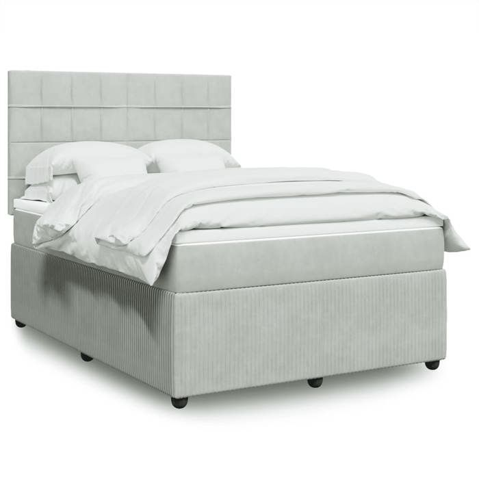 VidaXL Sommier à lattes de lit et matelas Gris clair 140x190cm Velours 3294634