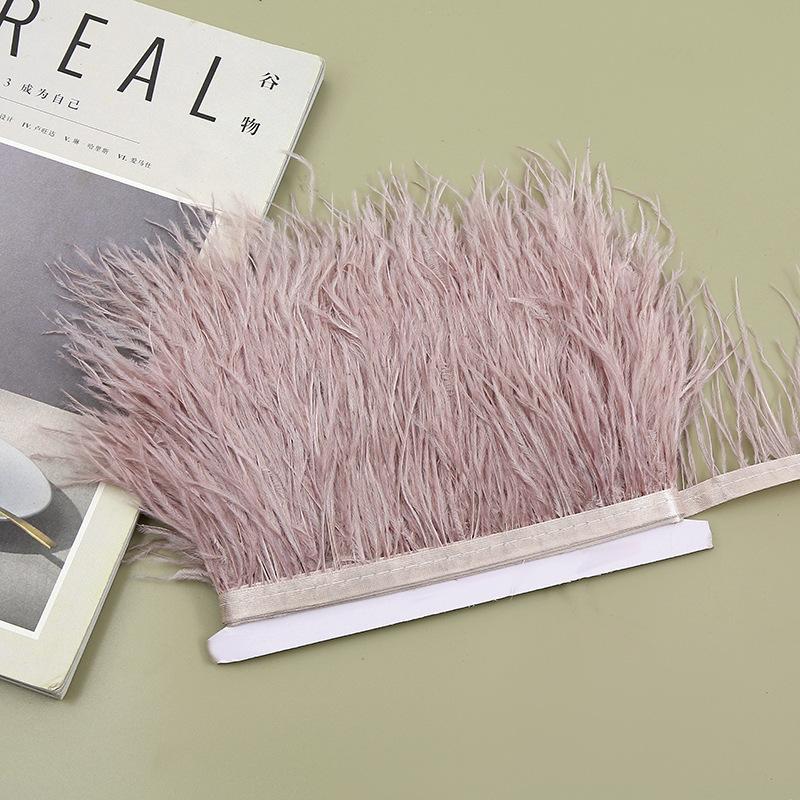 Color 8-10 Cm Ostrich Hair Cloth Edge Clothing Cuffs Hem Ostrich Feather Strips Cloth With Accessories Lace