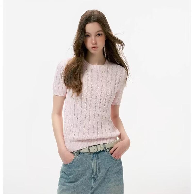 ICH MODE Women's 'Old Money' Cable Knit Short Sleeve T-Shirt