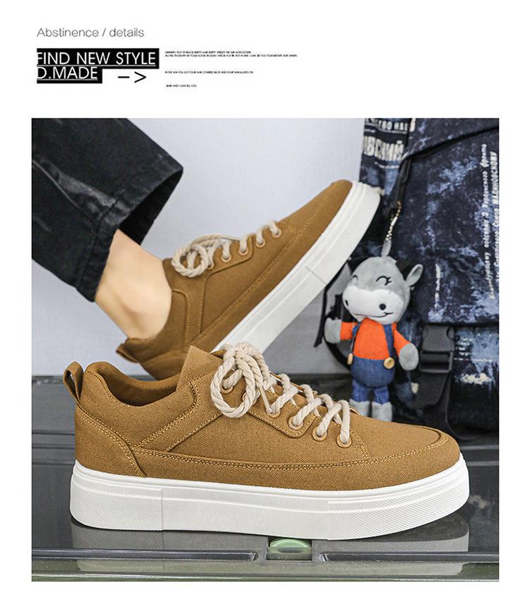 Men's Height-Boosting Thick-Soled Canvas Shoes - Breathable Summer Retro Lace-Up Sneakers